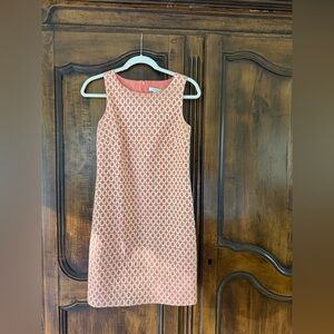 J. Crew Coral and Gold Geometric Shift Dress size 4